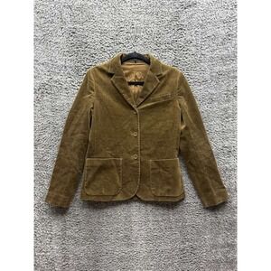 Theory Corduroy Cotton-Blend Three-Button Notch Lapel Blazer Brown Womens Size M